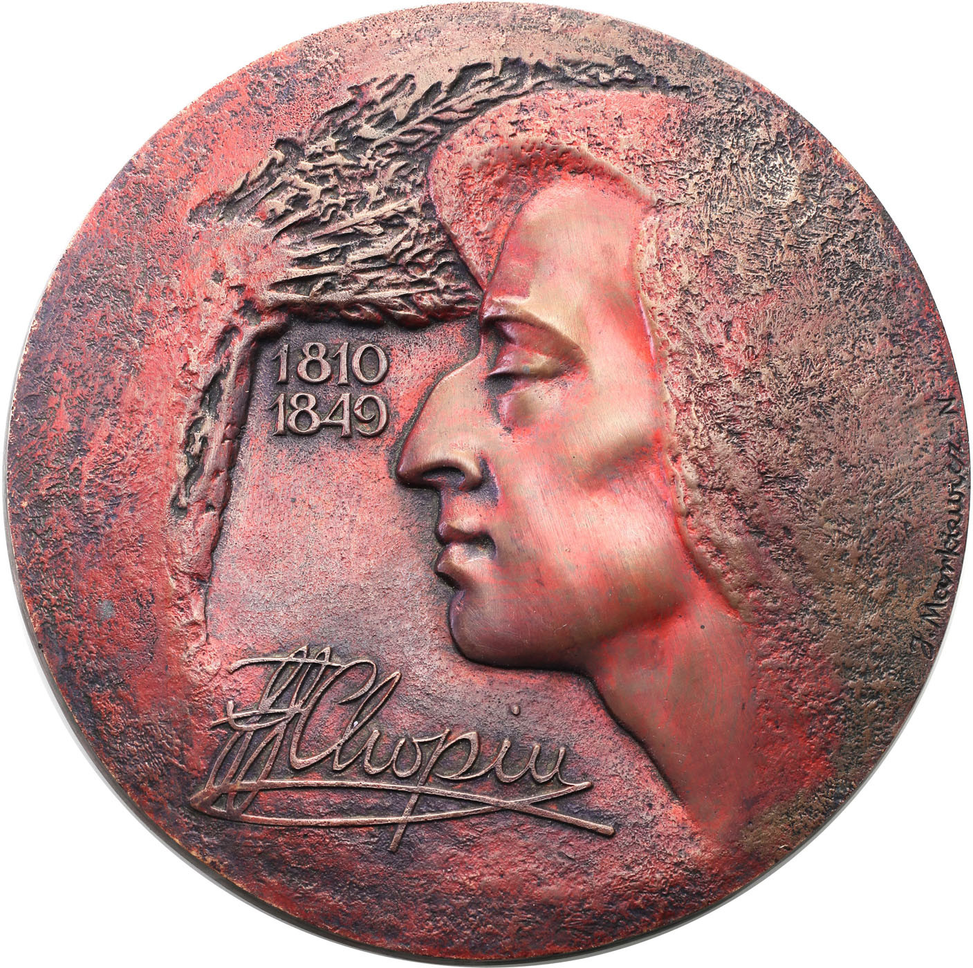 Plakieta Fryderyk Chopin 1810-1849, J. Markiewicz, brąz - RZADKA